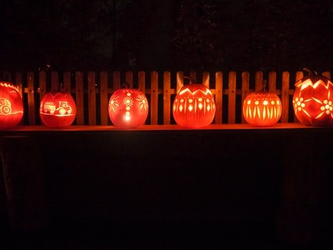 Using jack-o'-lanterns as Halloween garden lights