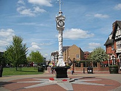 Mitcham clock tower based in Mitcham in South London where Take A Bough provide tree surgery services